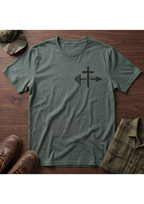 Cross and Barbell Chest Logo Only T-Shirt | Faith Fitness Tee
