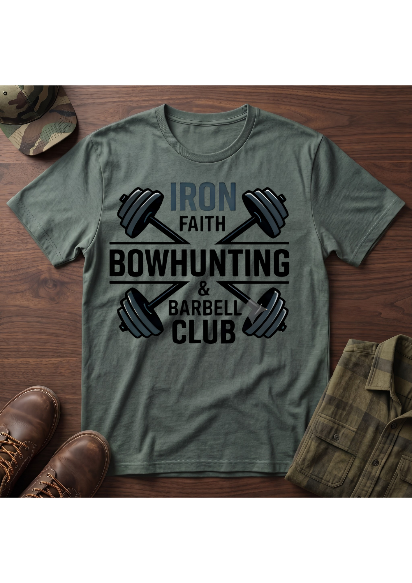 Iron Faith Barbell Crossed T-Shirt