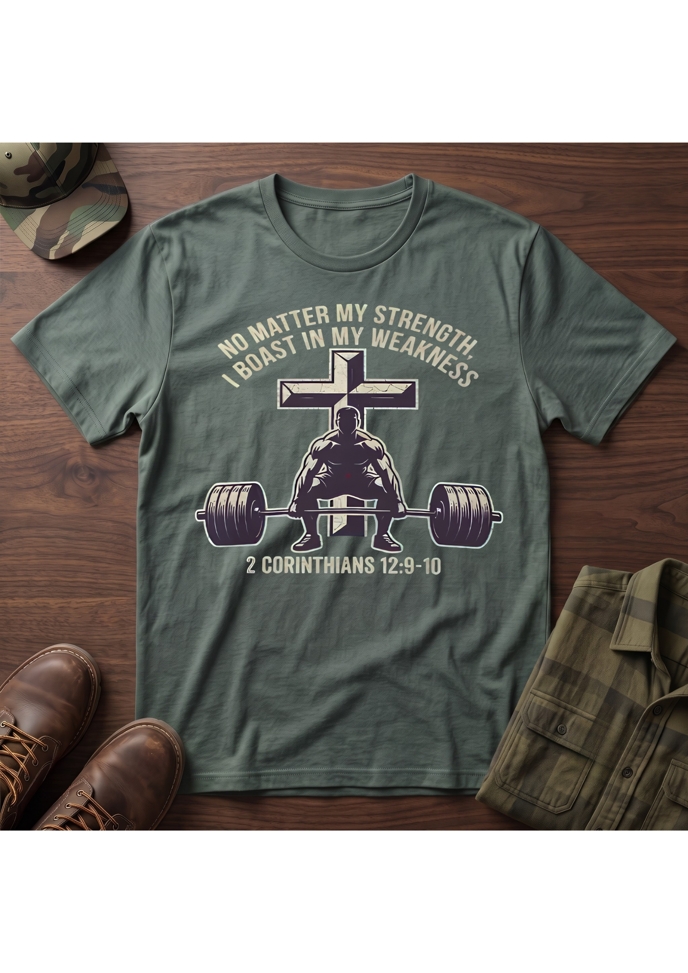 2 Cor. 12:9-10 Christian Powerlifting  Shirt