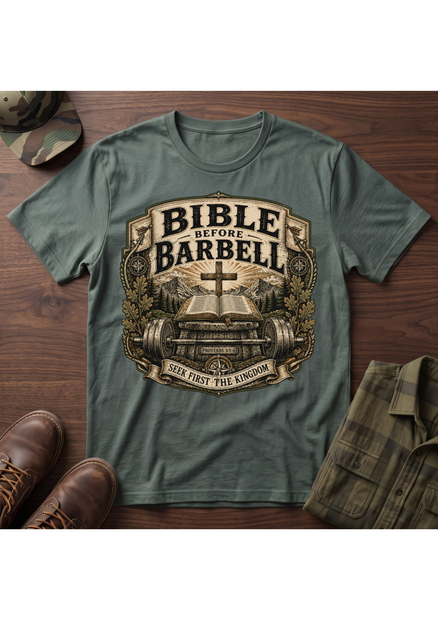 Bible Before Barbell T-Shirt