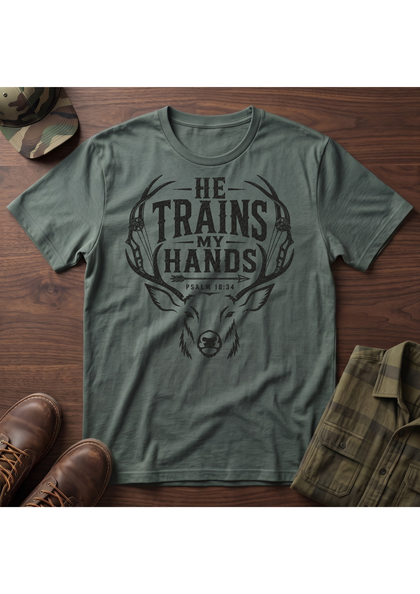 PSALM 18:34 BUCK T-SHIRT