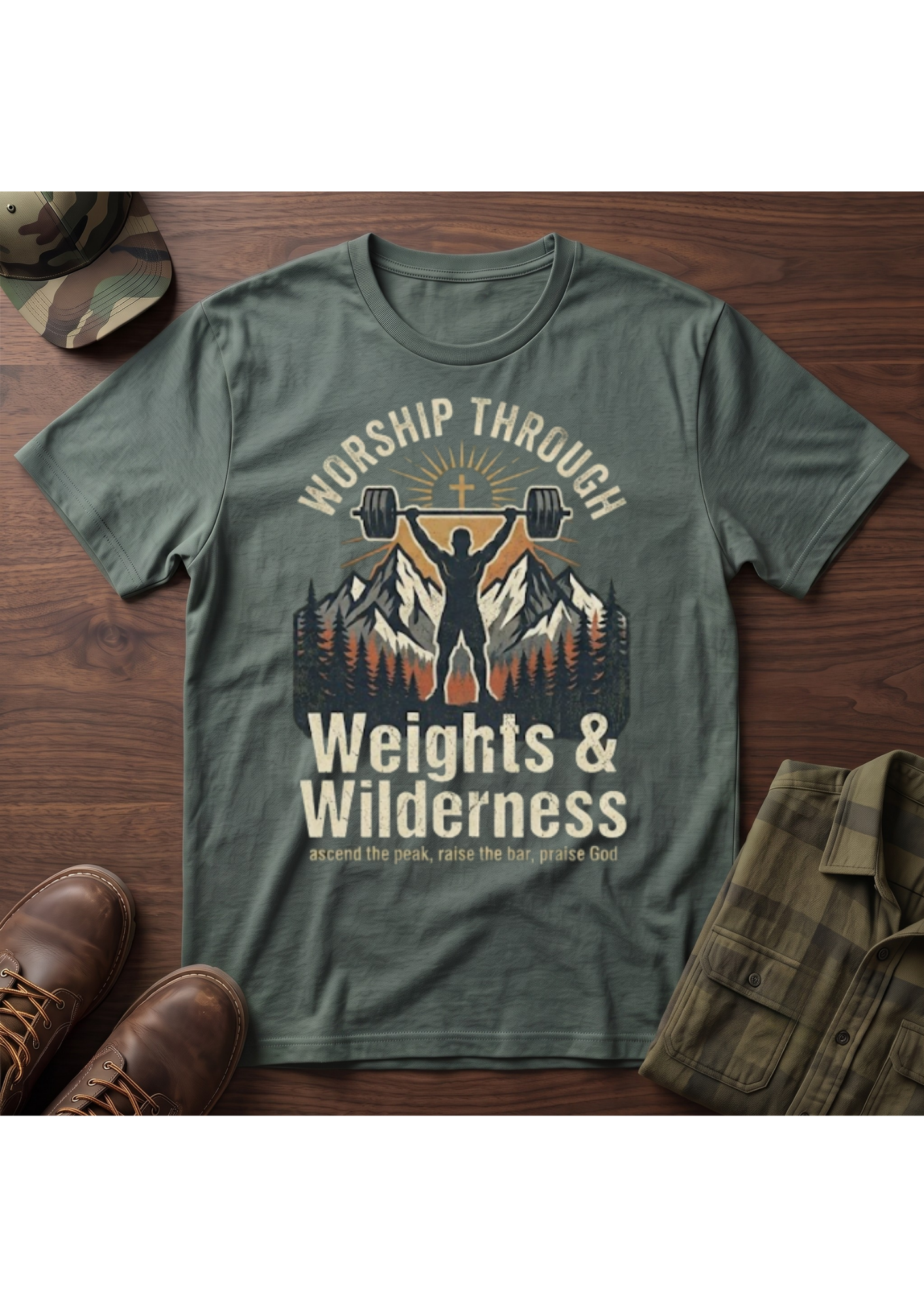 Worship Through Weights & Wilderness T-Shirt