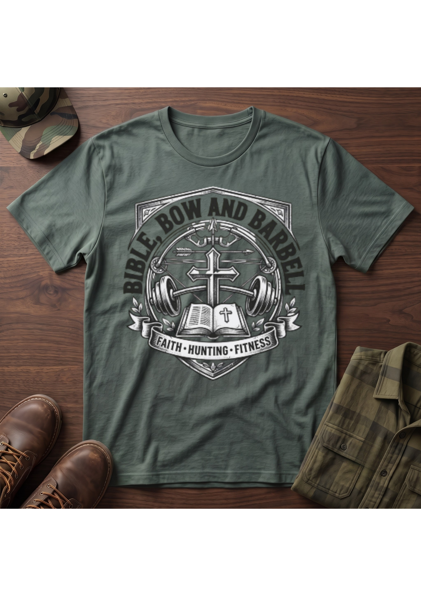 Bible Bow and Barbell Emblem T-Shirt
