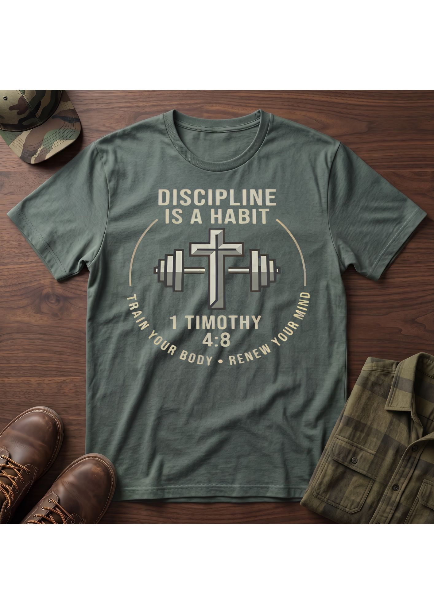 1 Timothy 4:8 Faith, Fitness and Discipline T-Shirt