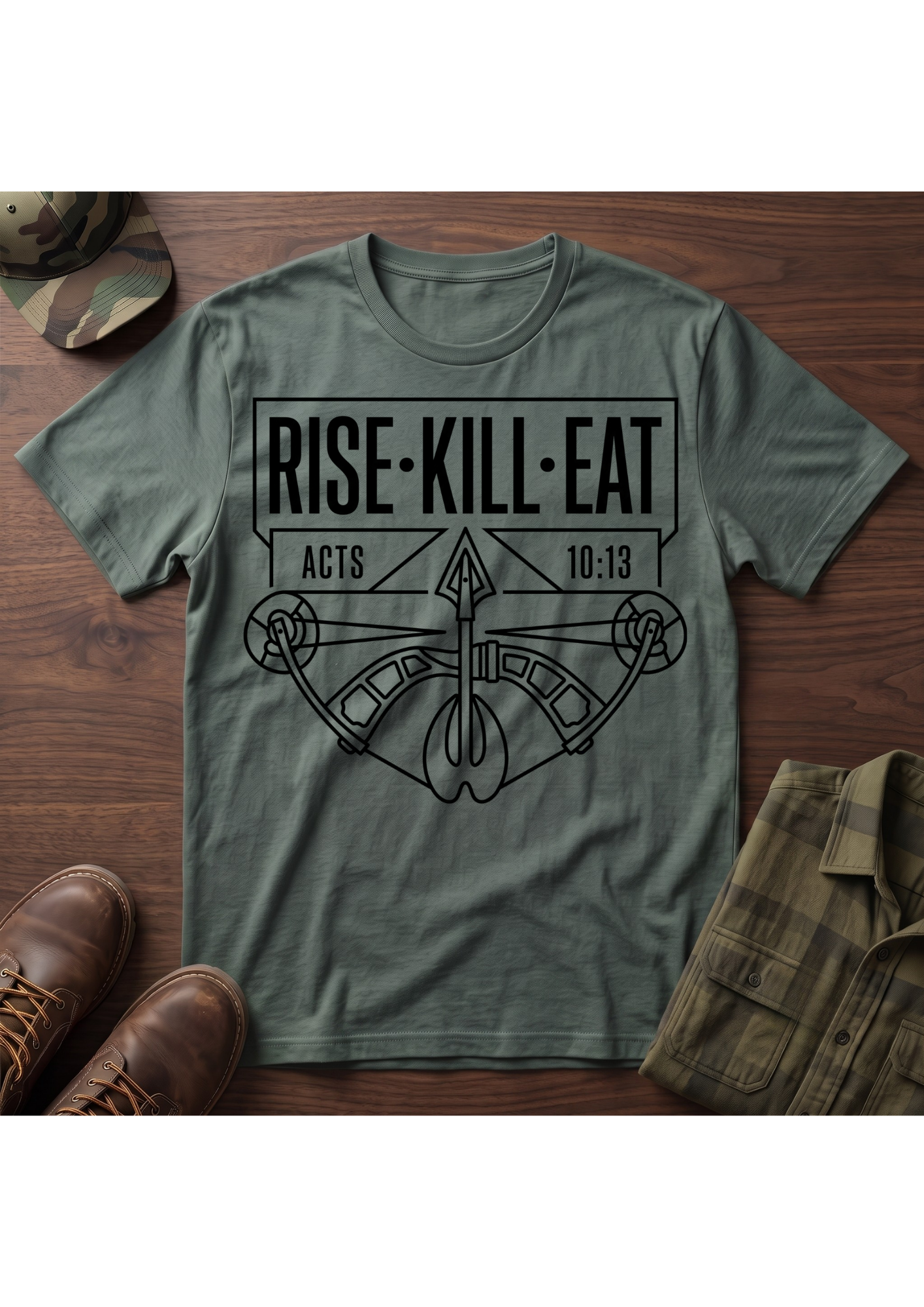 Rise, Kill, Eat Bow and Deer Track T-Shirt