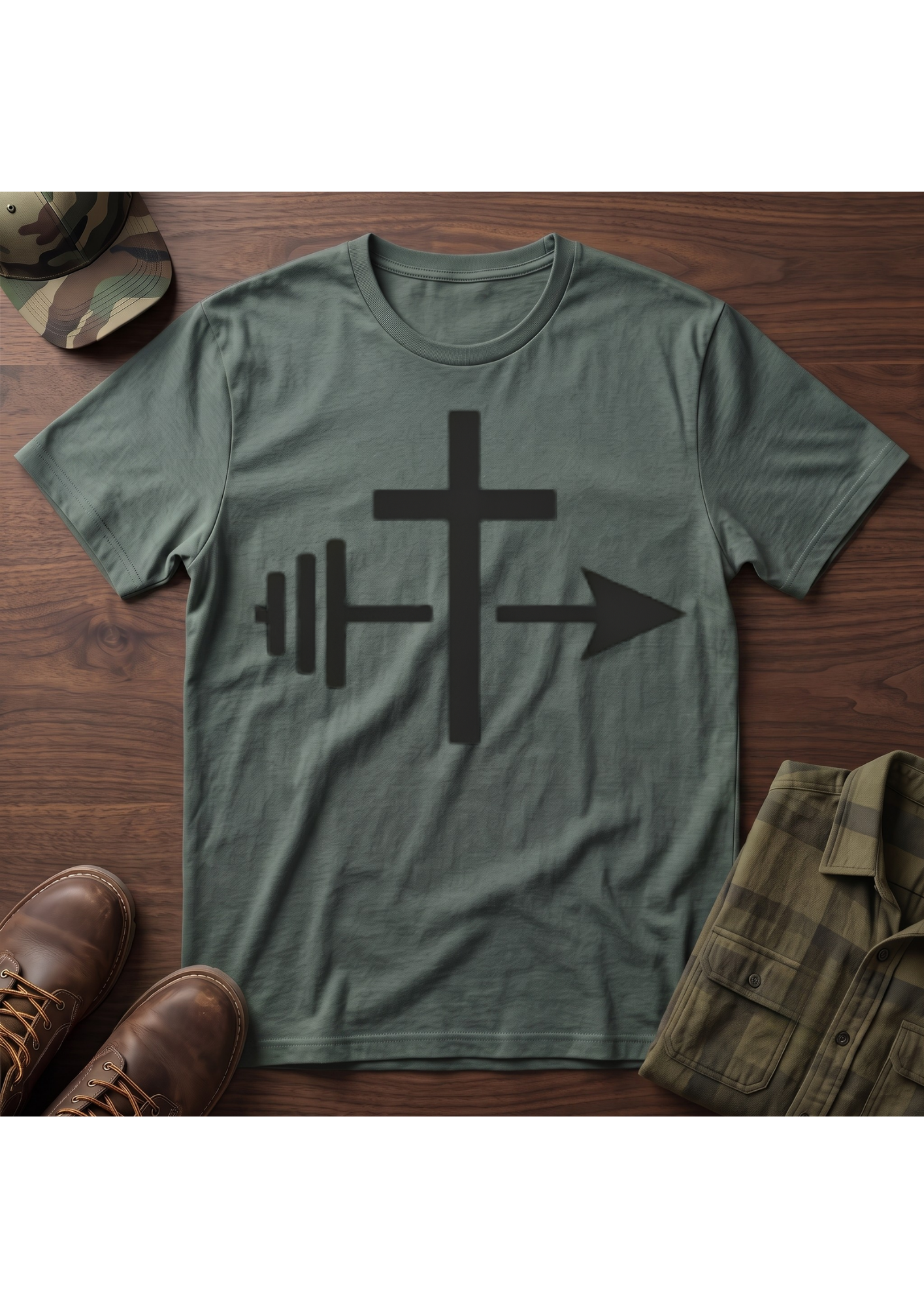 Cross, Barbell and Arrow T-Shirt
