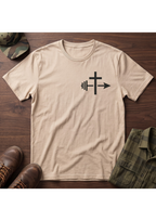 Cross and Barbell Chest Logo Only T-Shirt | Faith Fitness Tee
