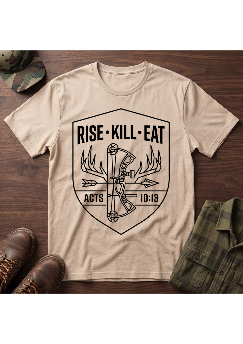 Rise, Kill, Eat Bow and Antler T-Shirt
