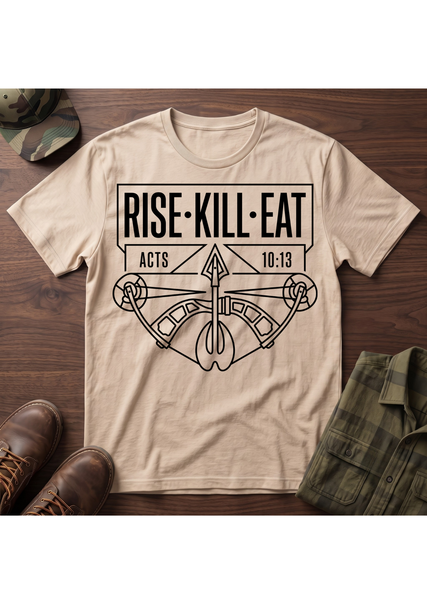 Rise, Kill, Eat Bow and Deer Track T-Shirt