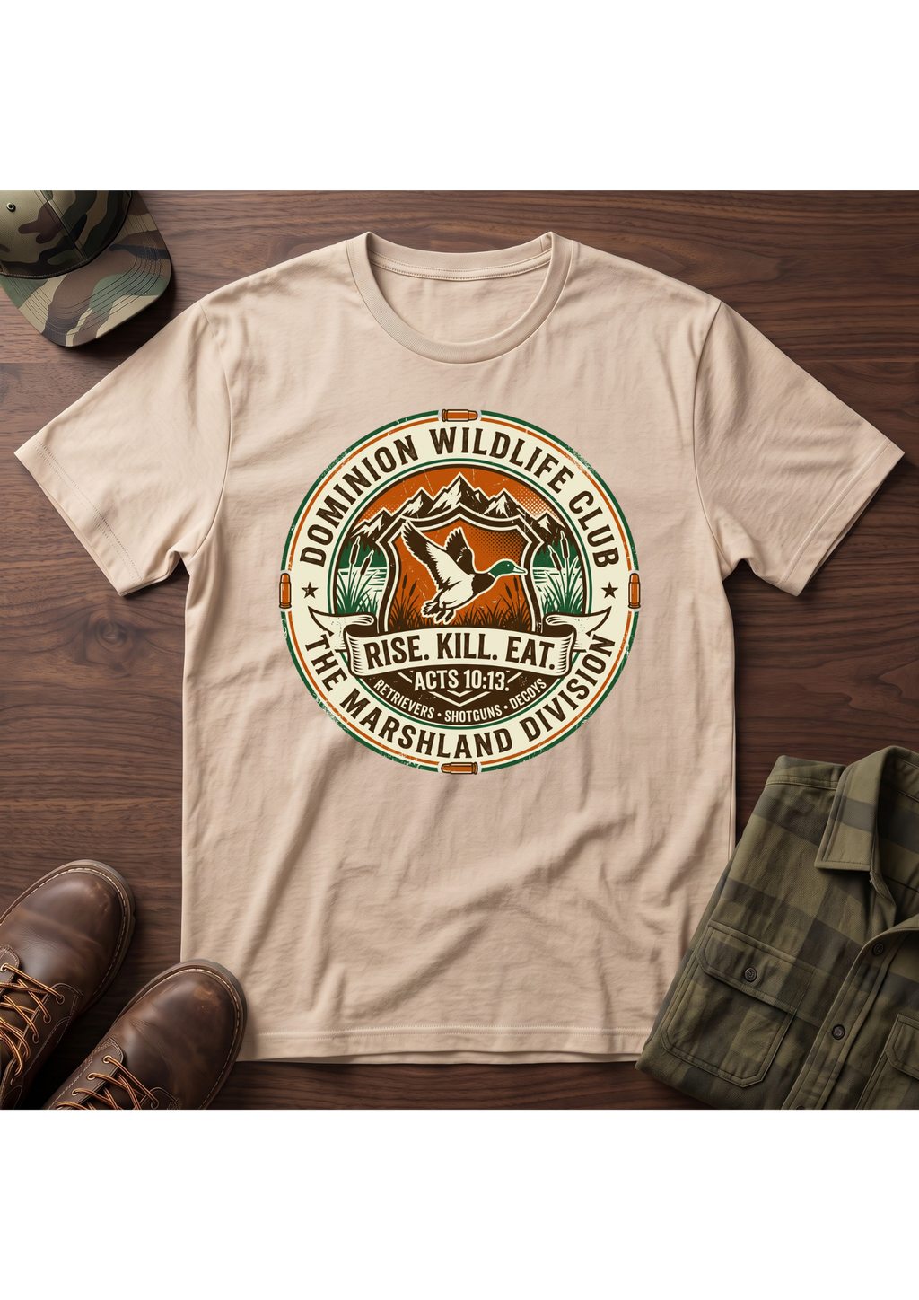 Rise, Kill, Eat Waterfowl Badge T-Shirt