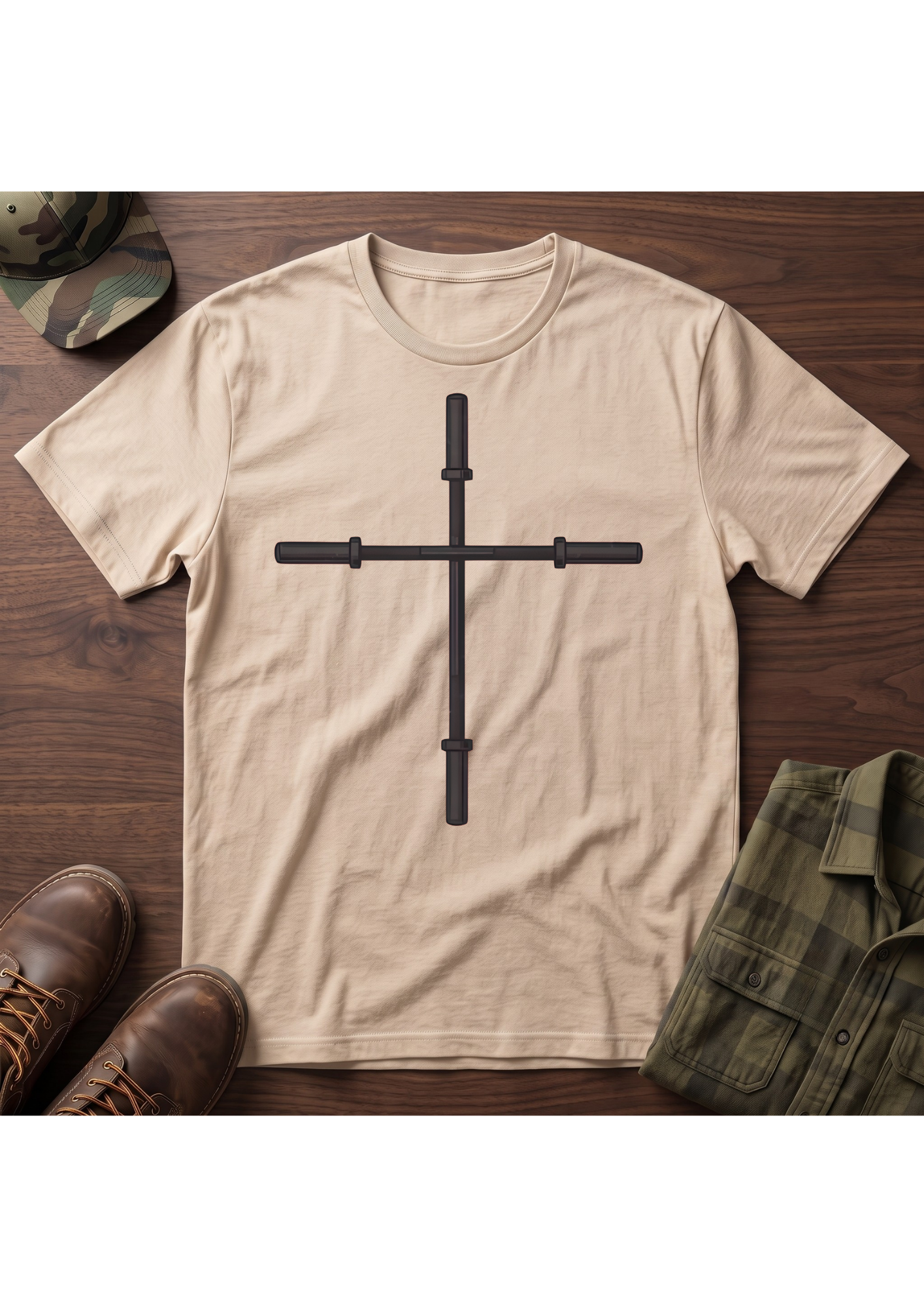 Barbell Cross Faith and Fitness T-Shirt