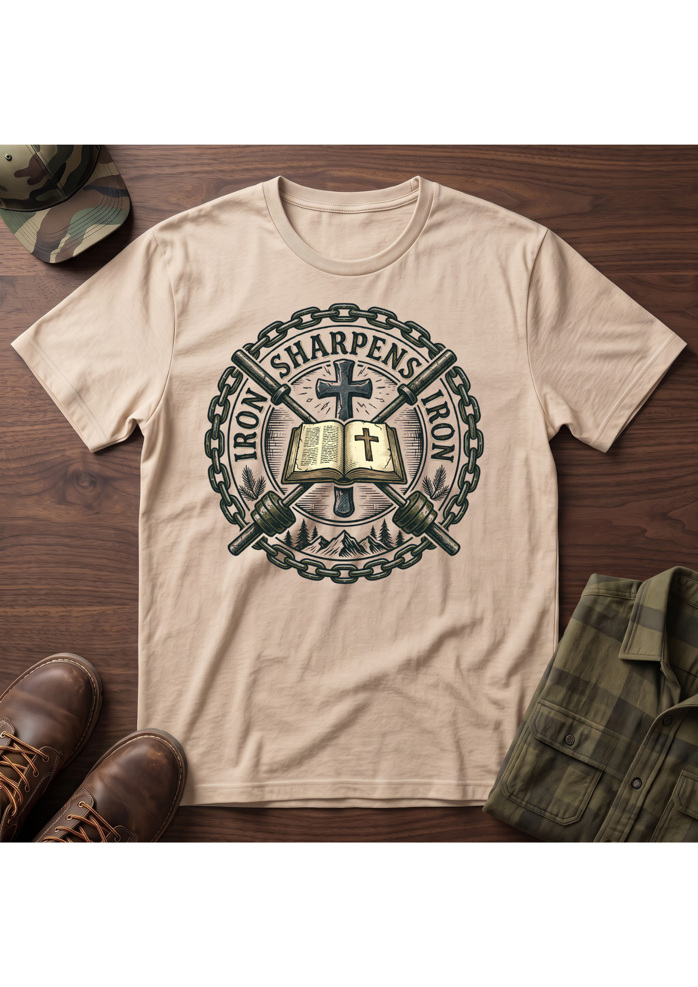 Iron Sharpens Iron Crossed Barbells T-Shirt