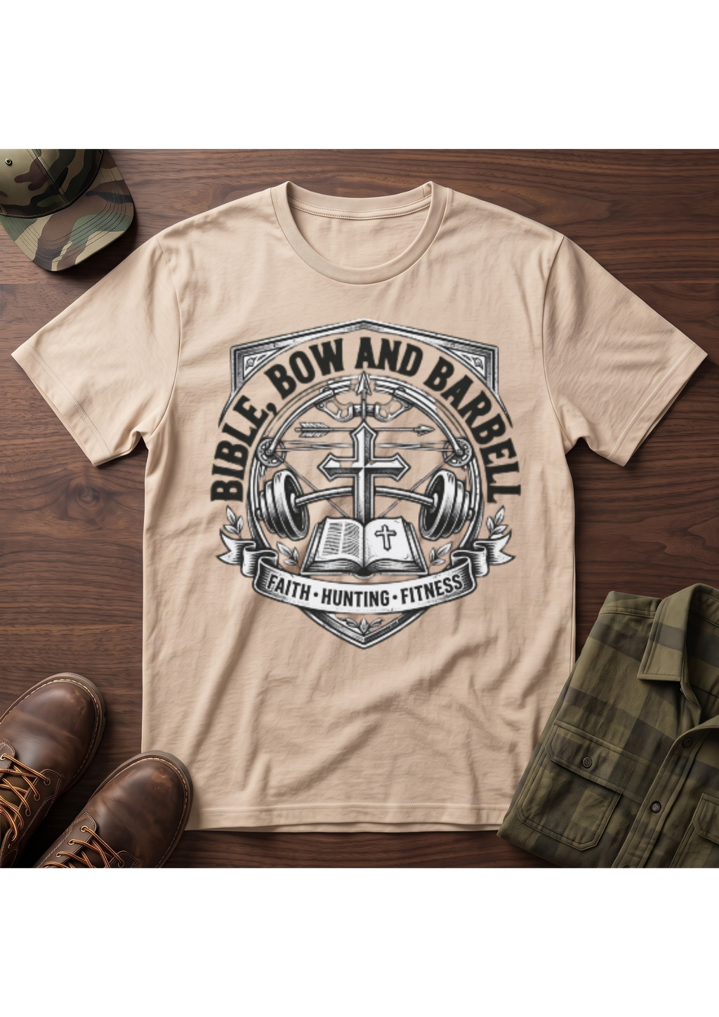 Bible Bow and Barbell Emblem T-Shirt