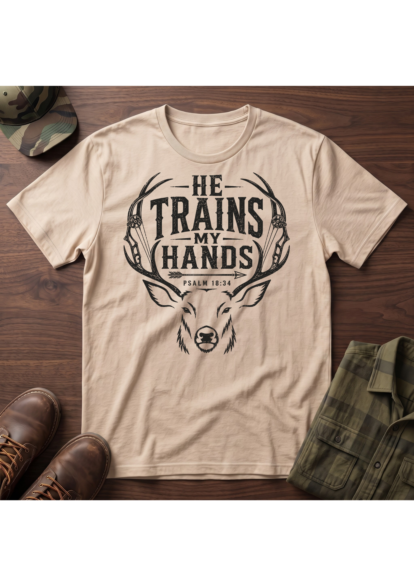 PSALM 18:34 BUCK T-SHIRT