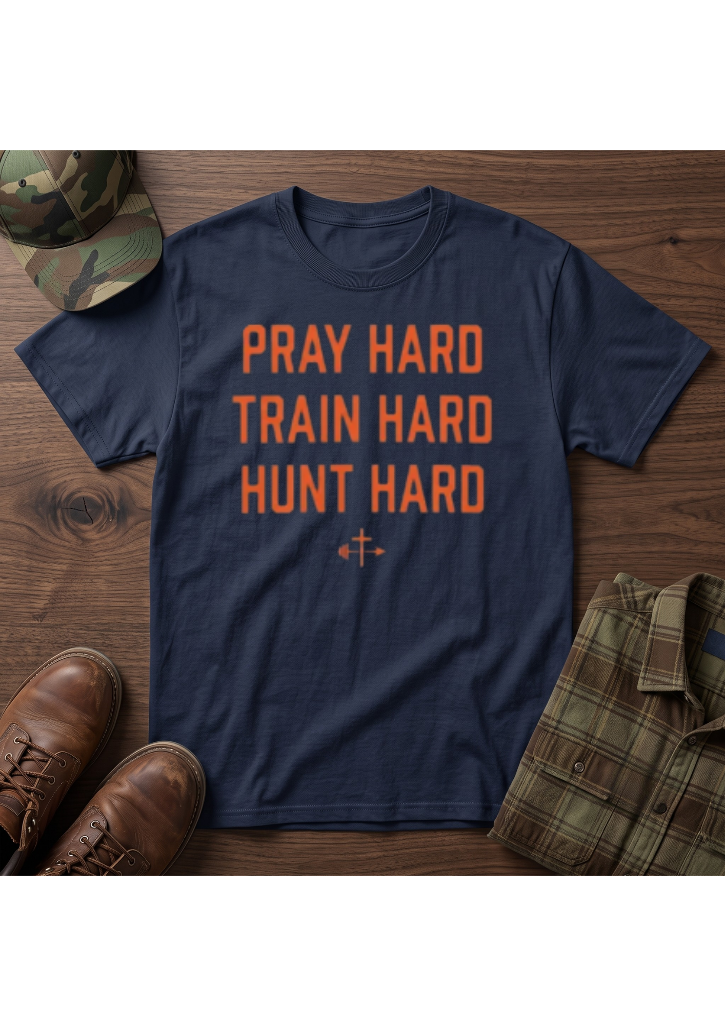 Pray, Train, Hunt Hard Orange T-Shirt