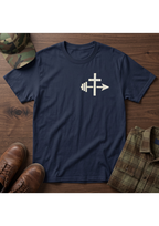 Cross and Barbell Chest Logo Only T-Shirt | Faith Fitness Tee