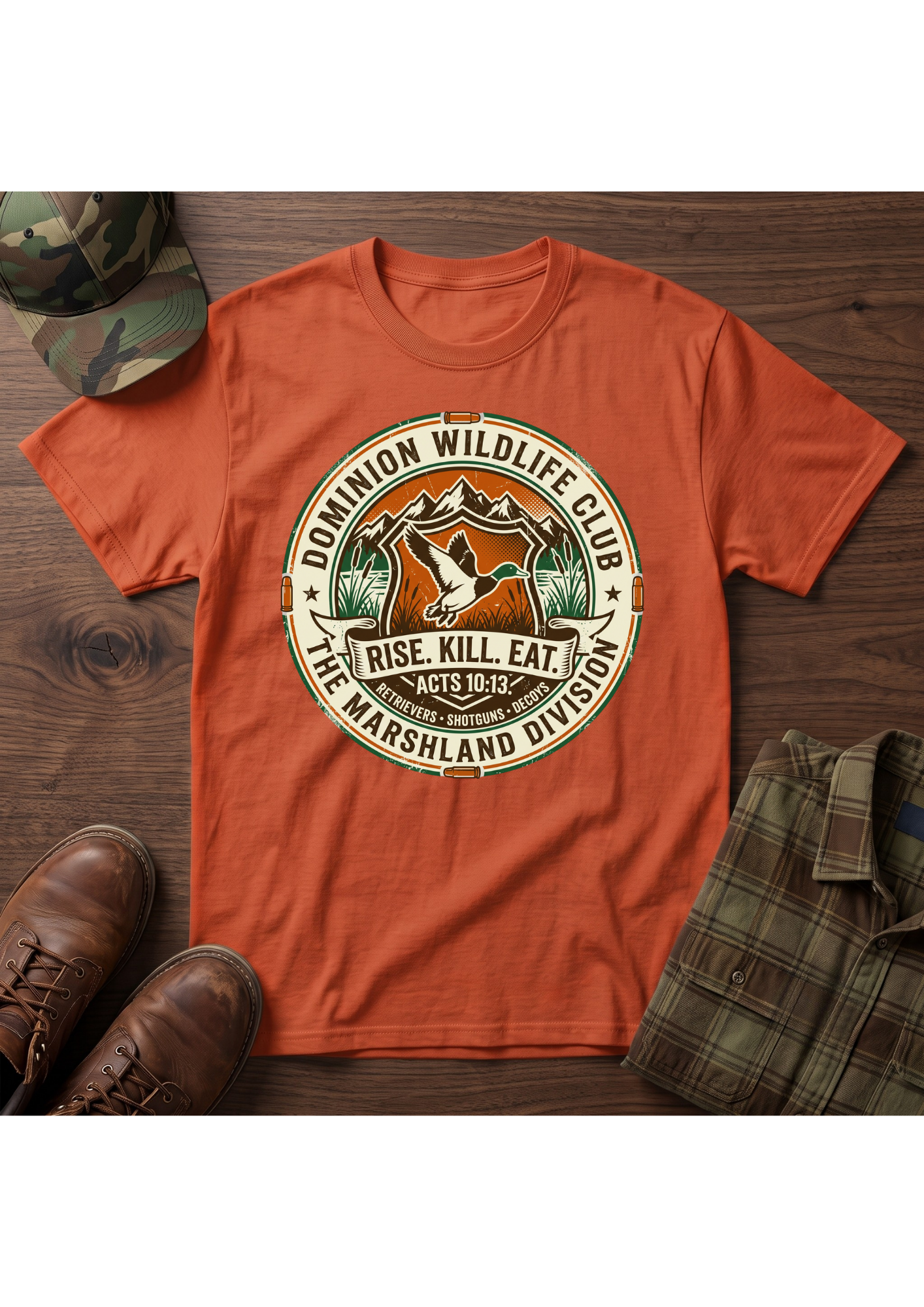 Rise, Kill, Eat Waterfowl Badge T-Shirt