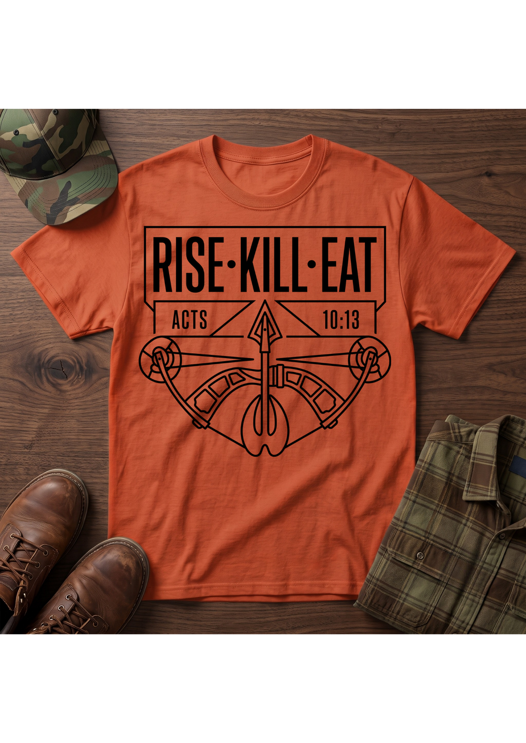 Rise, Kill, Eat Bow and Deer Track T-Shirt
