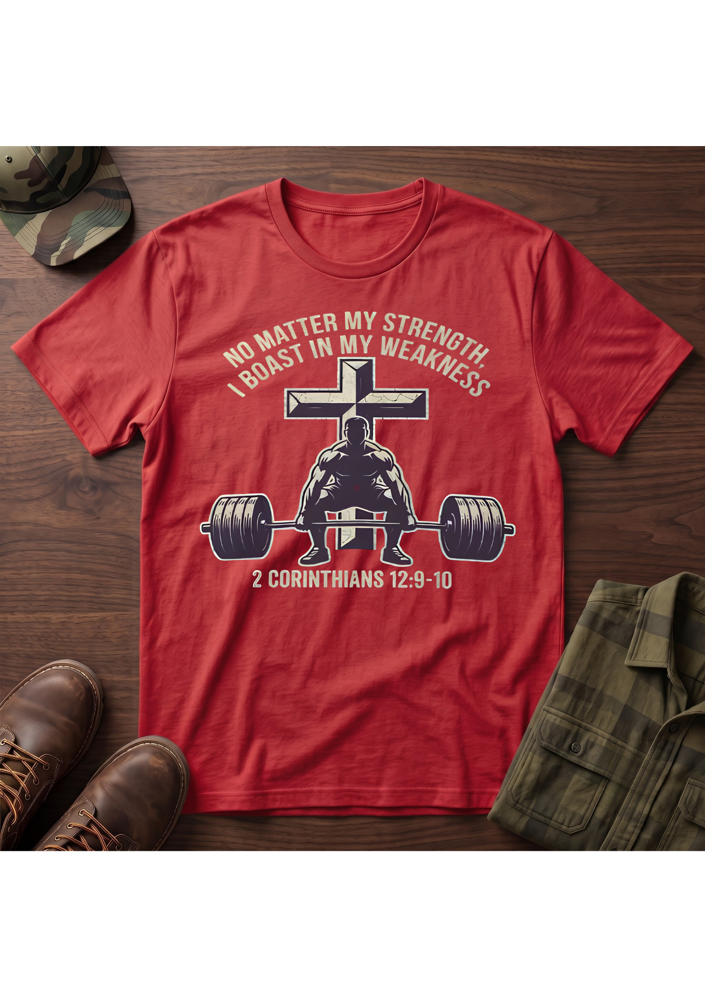2 Cor. 12:9-10 Christian Powerlifting  Shirt