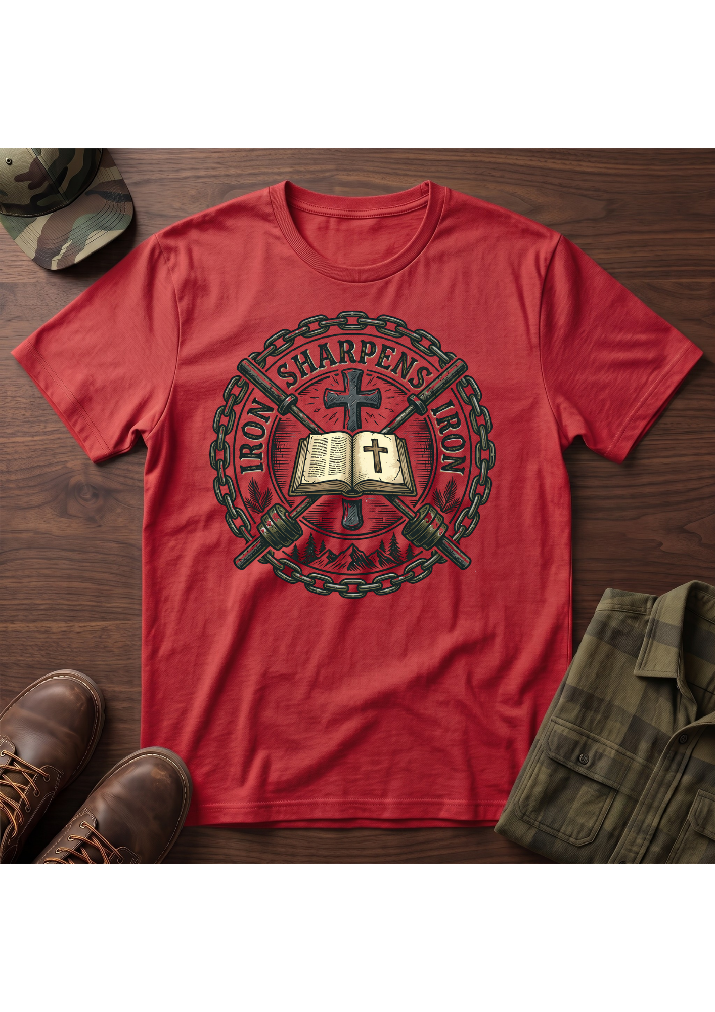 Iron Sharpens Iron Crossed Barbells T-Shirt