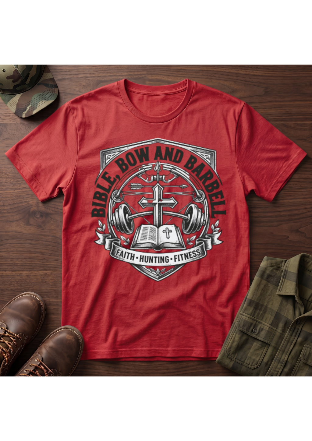 Bible Bow and Barbell Emblem T-Shirt