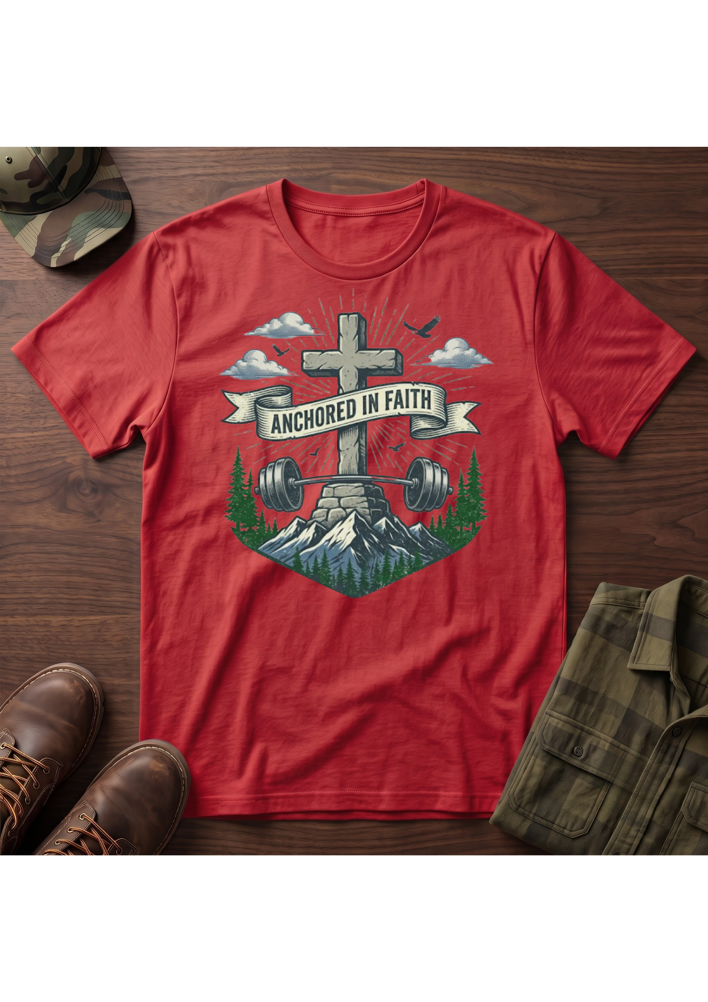 Anchored in Faith Stone Cross T-Shirt