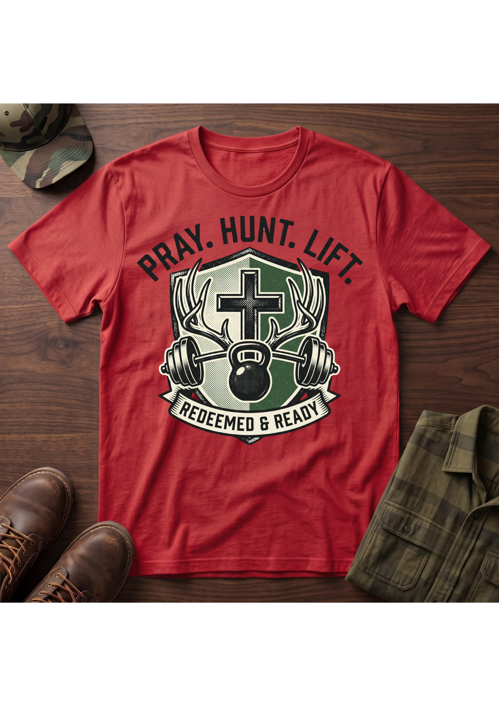 Pray. Hunt. Lift. T-Shirt