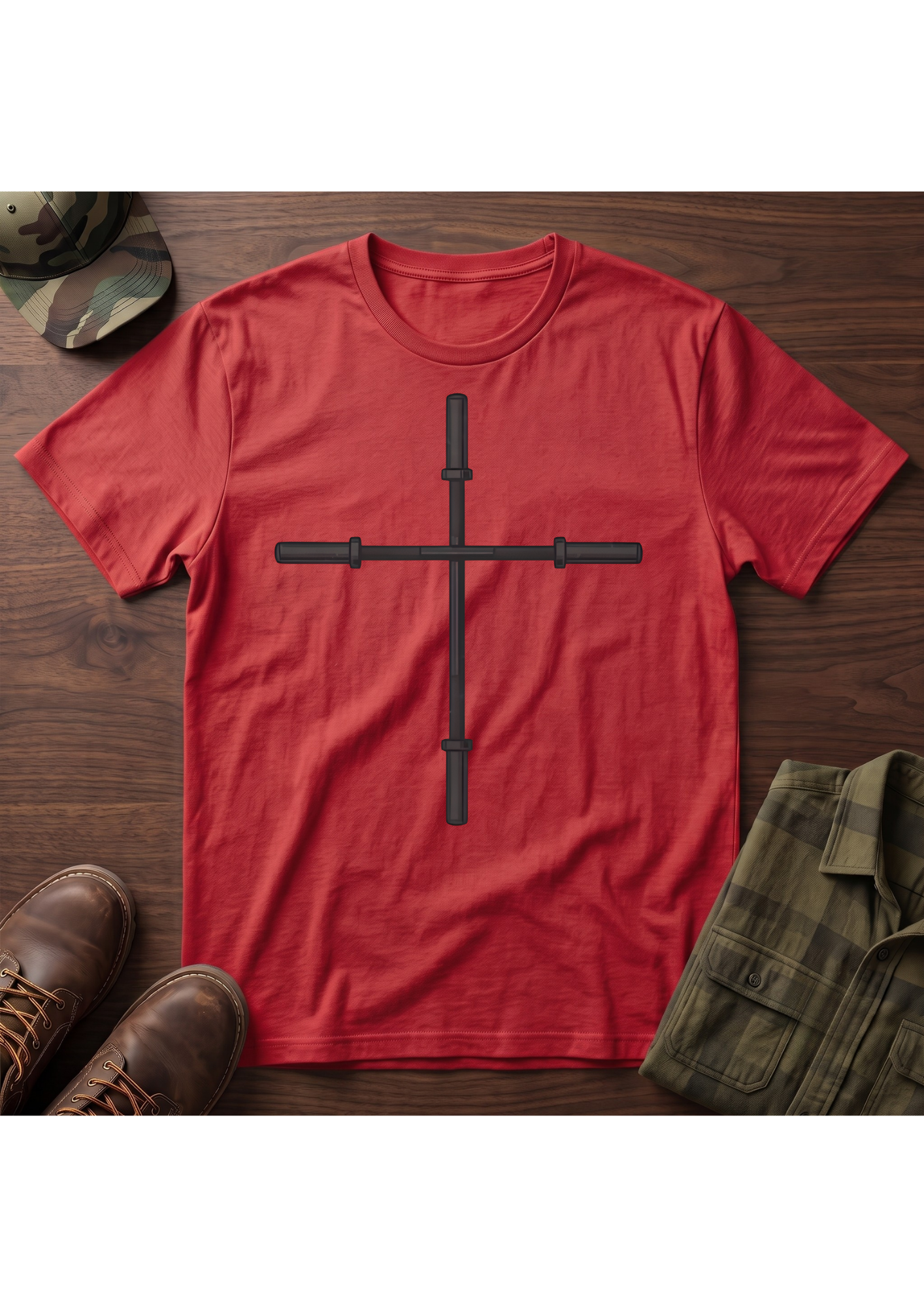 Barbell Cross Faith and Fitness T-Shirt