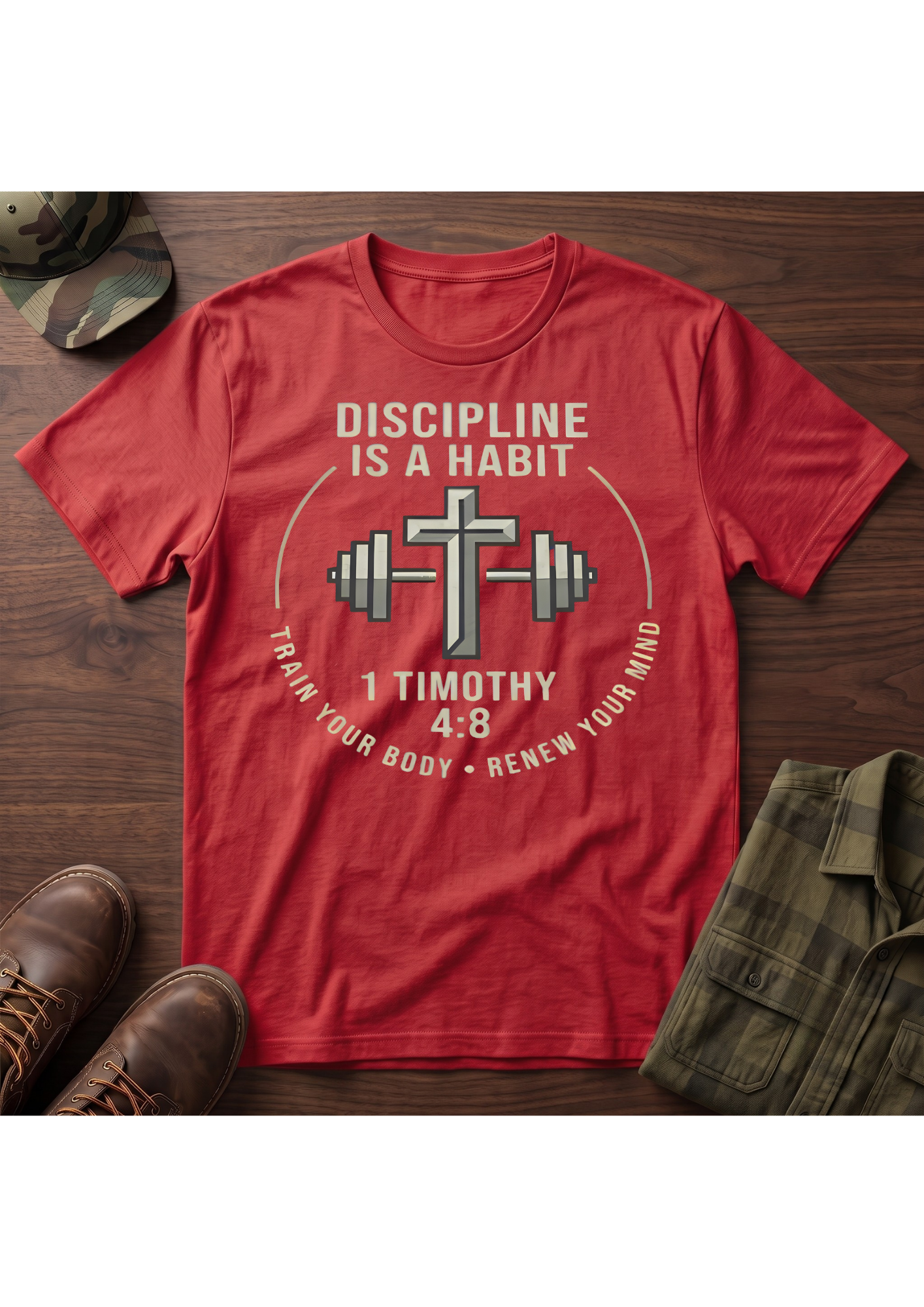 1 Timothy 4:8 Faith, Fitness and Discipline T-Shirt