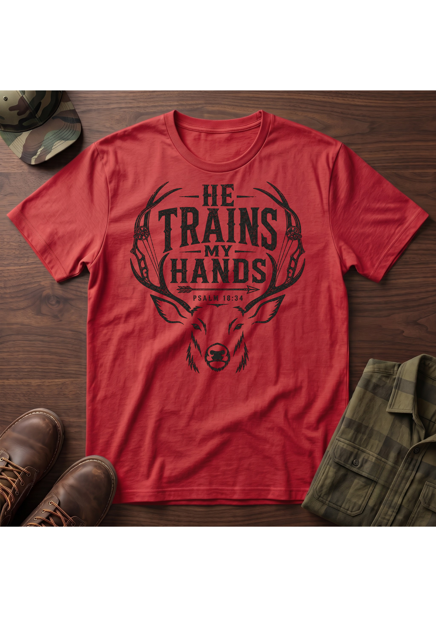 PSALM 18:34 BUCK T-SHIRT