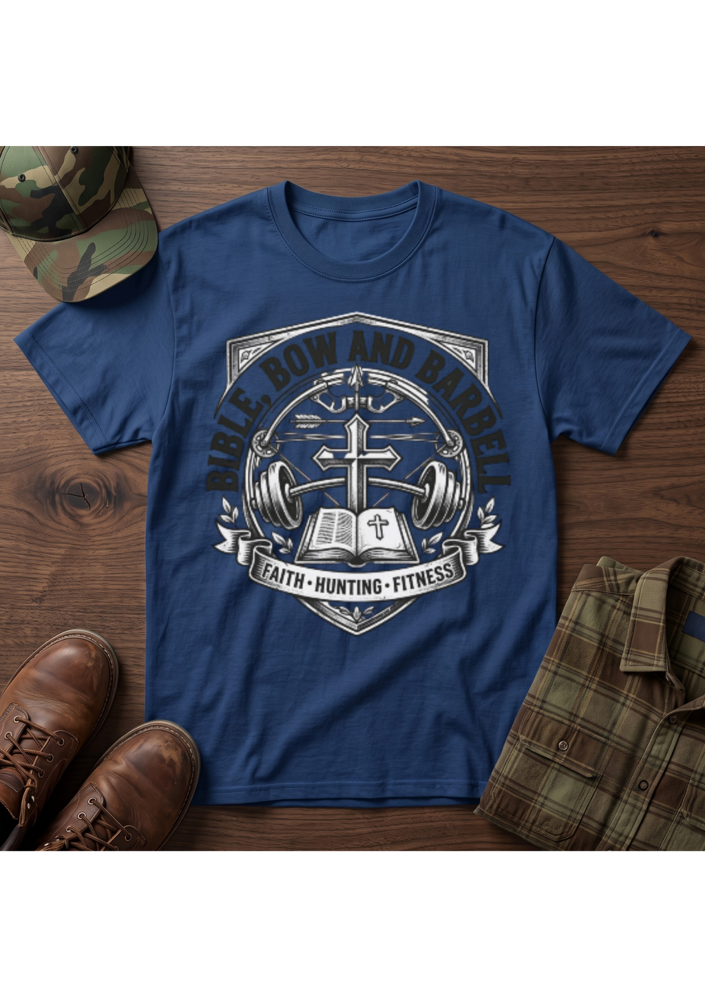 Bible Bow and Barbell Emblem T-Shirt