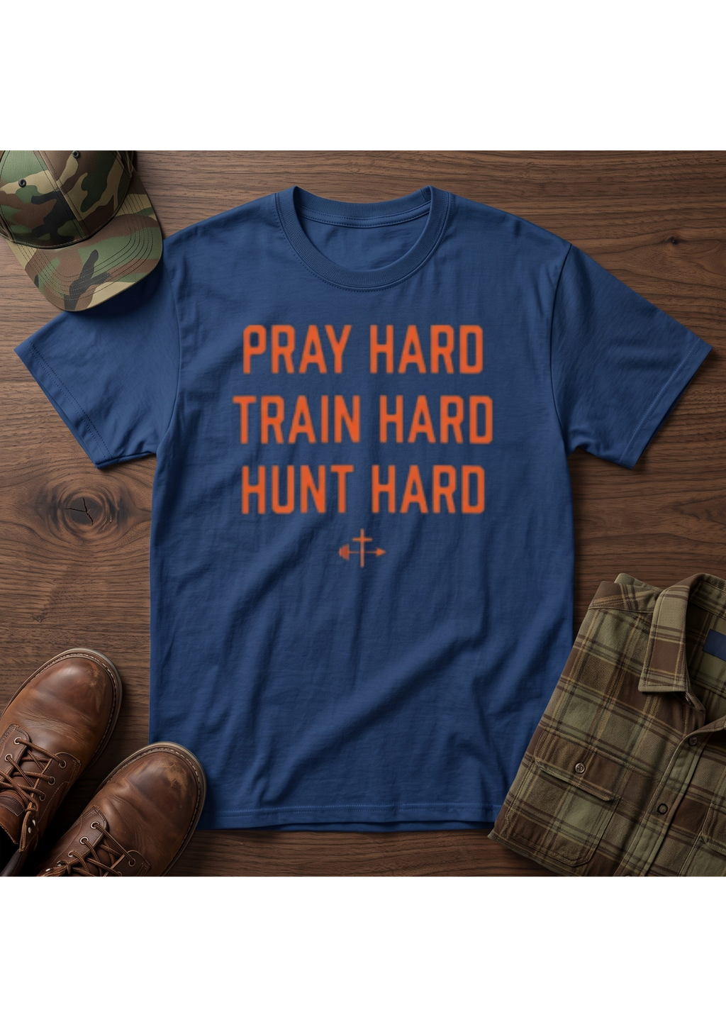 Pray, Train, Hunt Hard Orange T-Shirt
