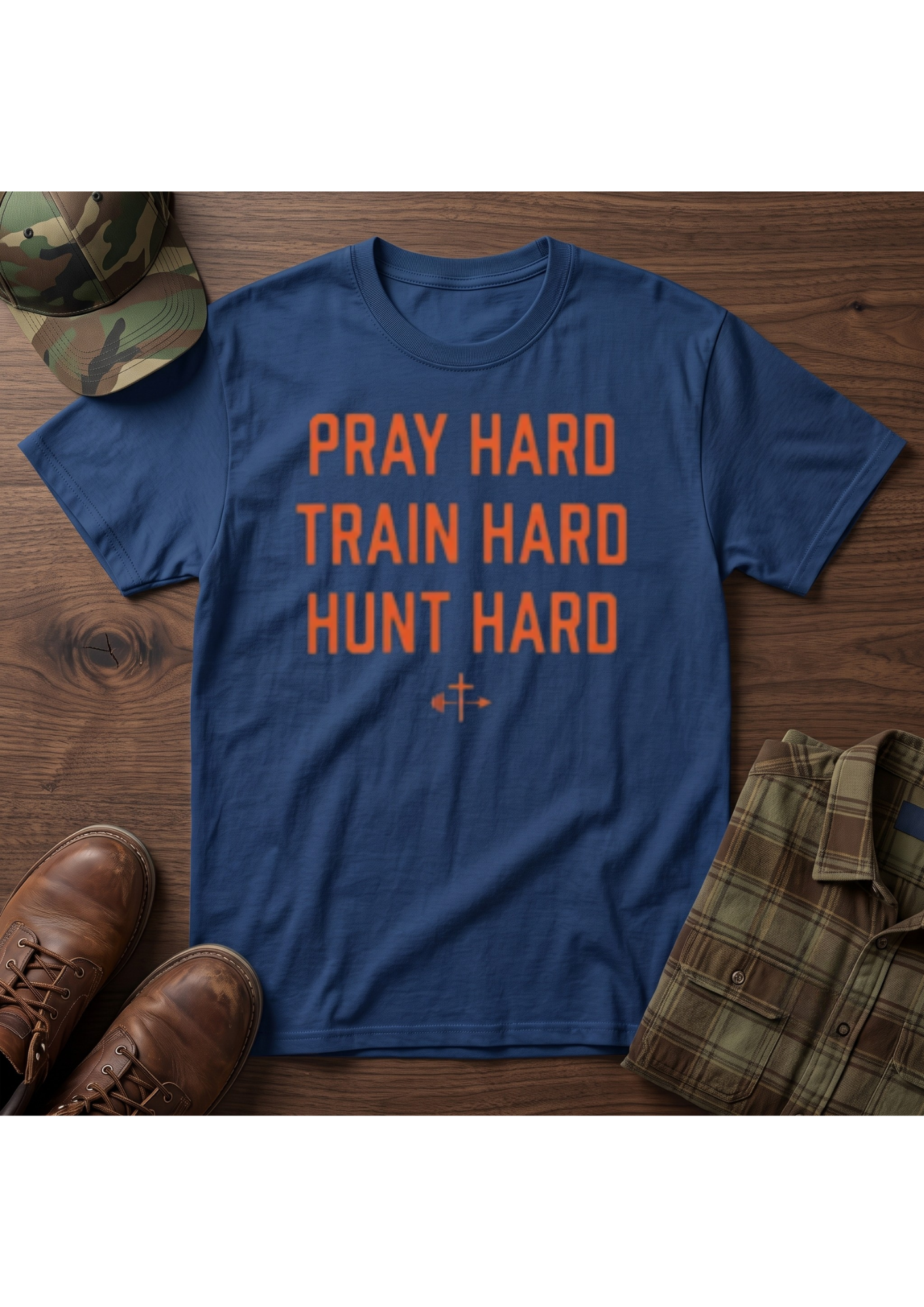 Pray, Train, Hunt Hard Orange T-Shirt