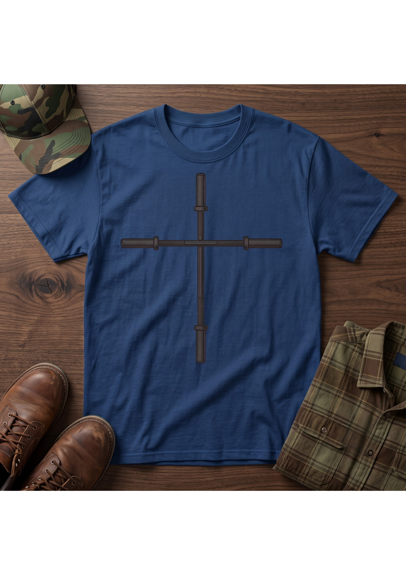 Barbell Cross Faith and Fitness T-Shirt