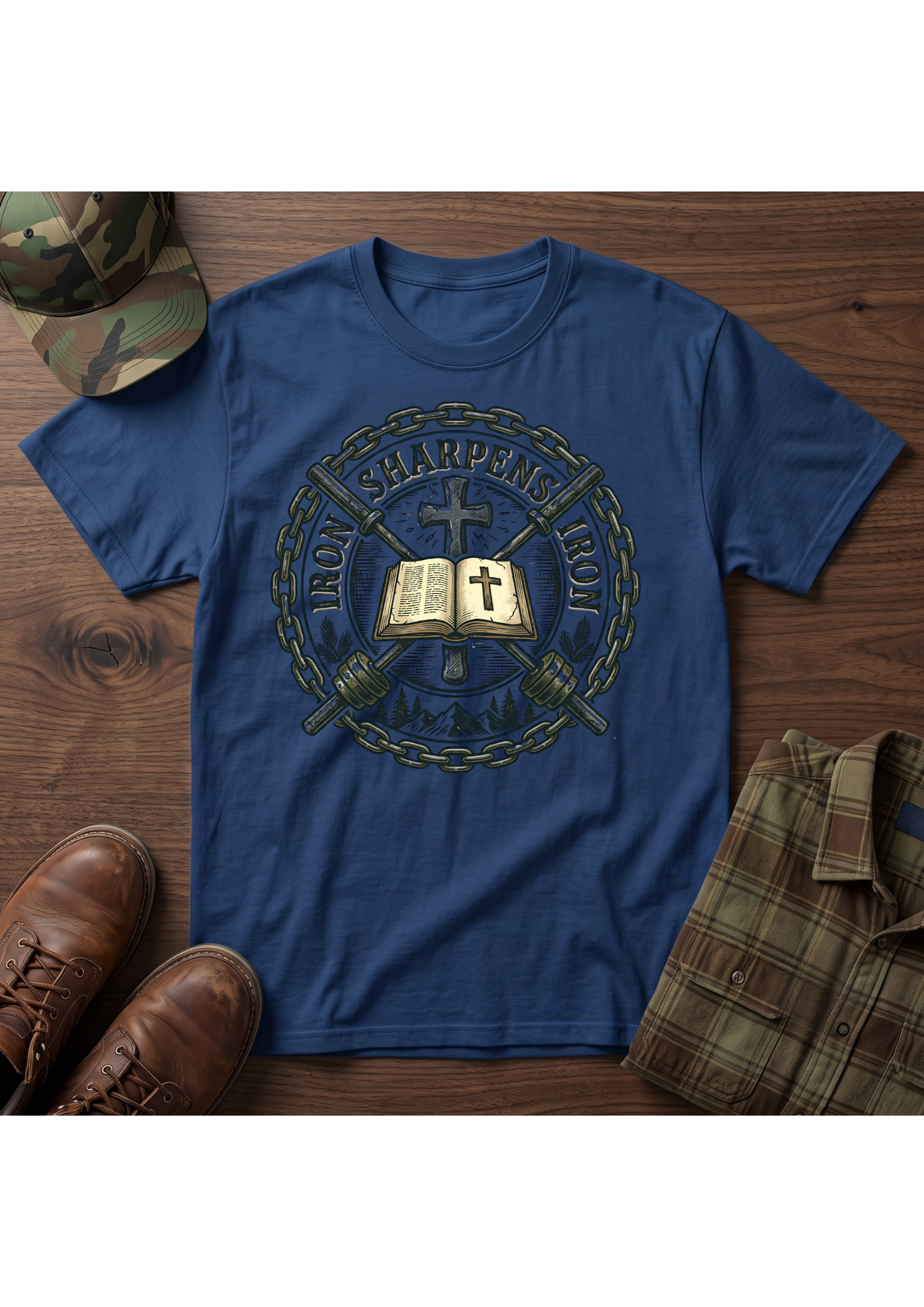 Iron Sharpens Iron Crossed Barbells T-Shirt