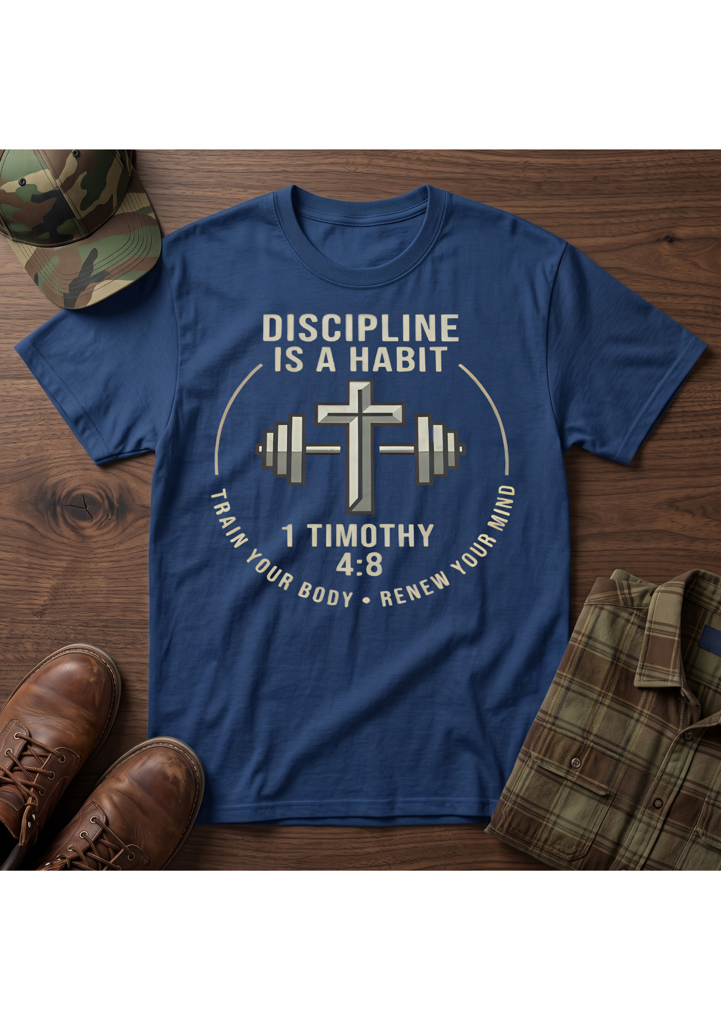 1 Timothy 4:8 Faith, Fitness and Discipline T-Shirt
