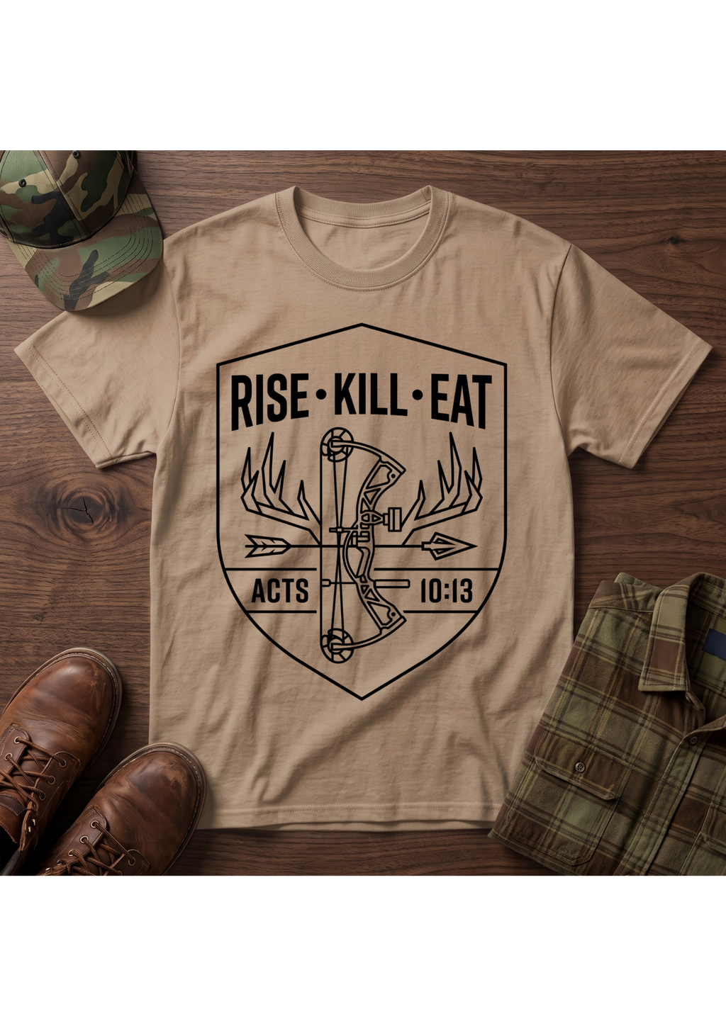 Rise, Kill, Eat Bow and Antler T-Shirt