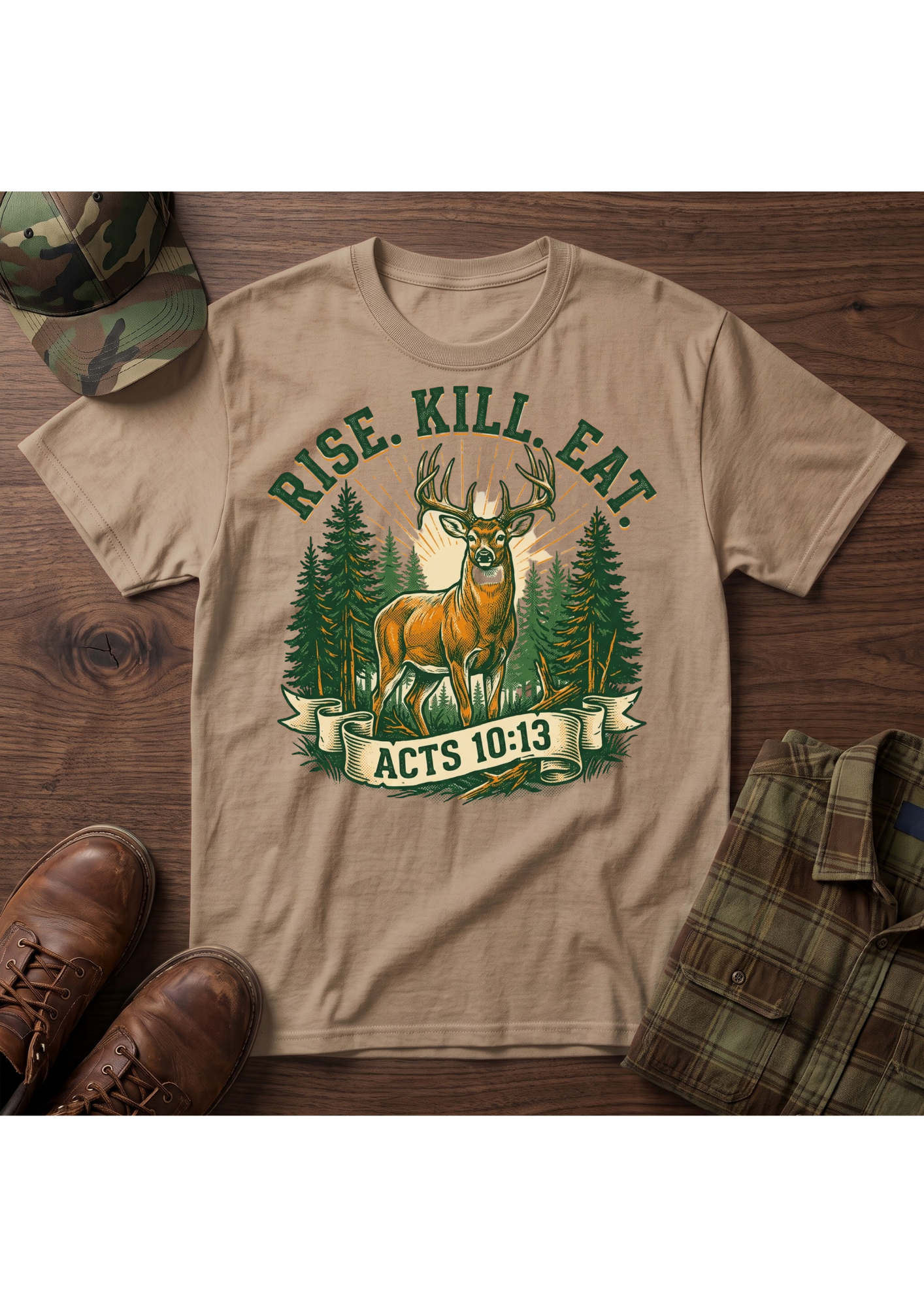 Rise, Kill, Eat Buck Painting T-Shirt