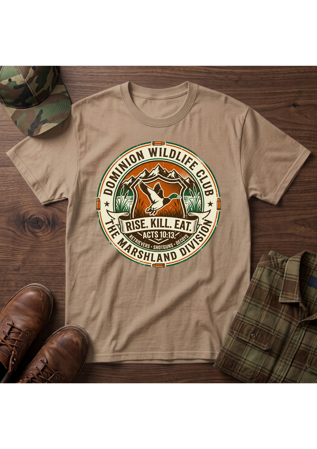 Rise, Kill, Eat Waterfowl Badge T-Shirt