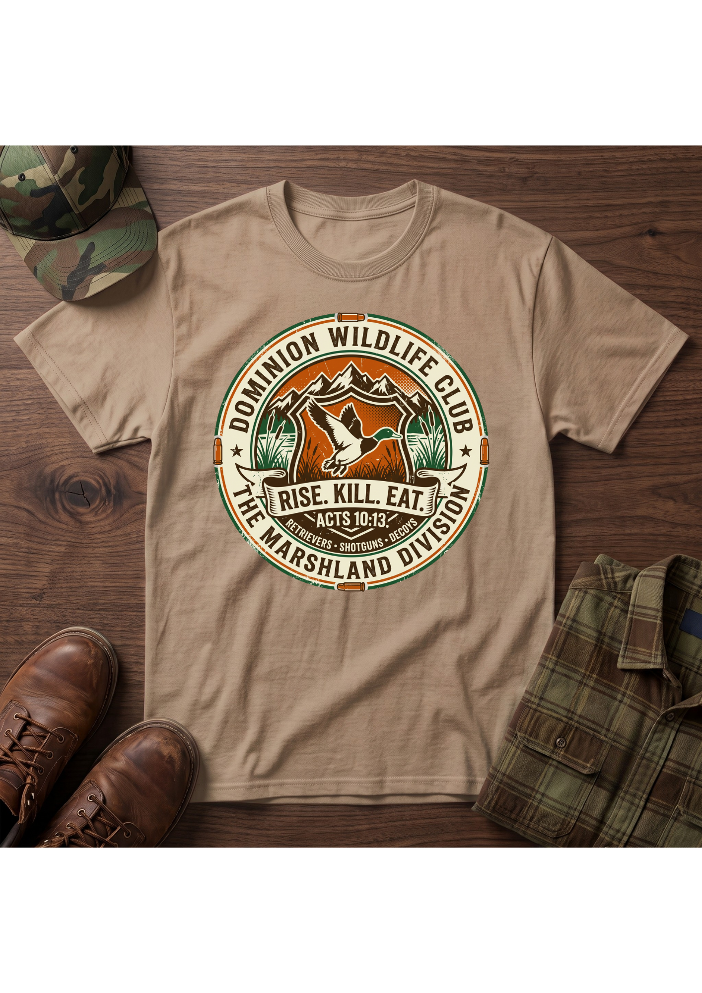 Rise, Kill, Eat Waterfowl Badge T-Shirt