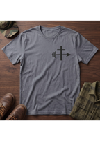 Cross and Barbell Chest Logo Only T-Shirt | Faith Fitness Tee
