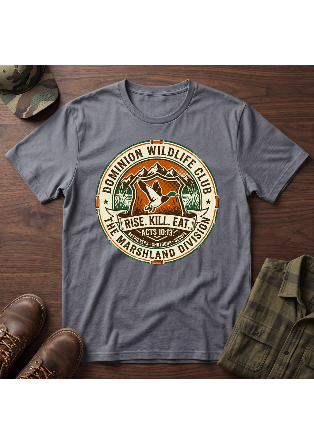 Rise, Kill, Eat Waterfowl Badge T-Shirt