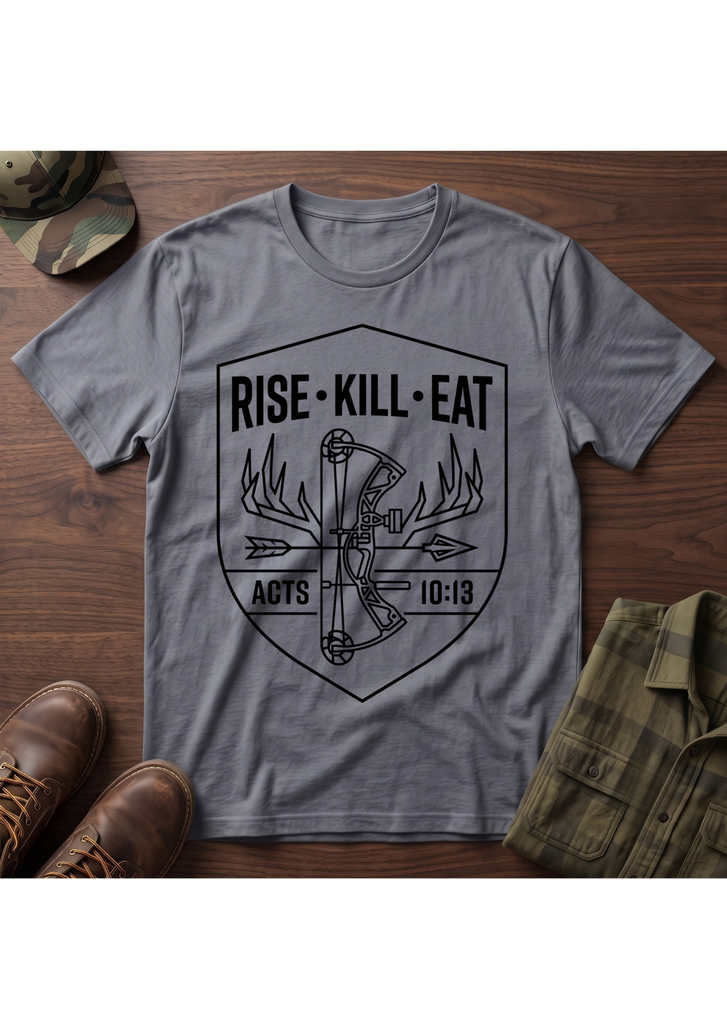 Rise, Kill, Eat Bow and Antler T-Shirt