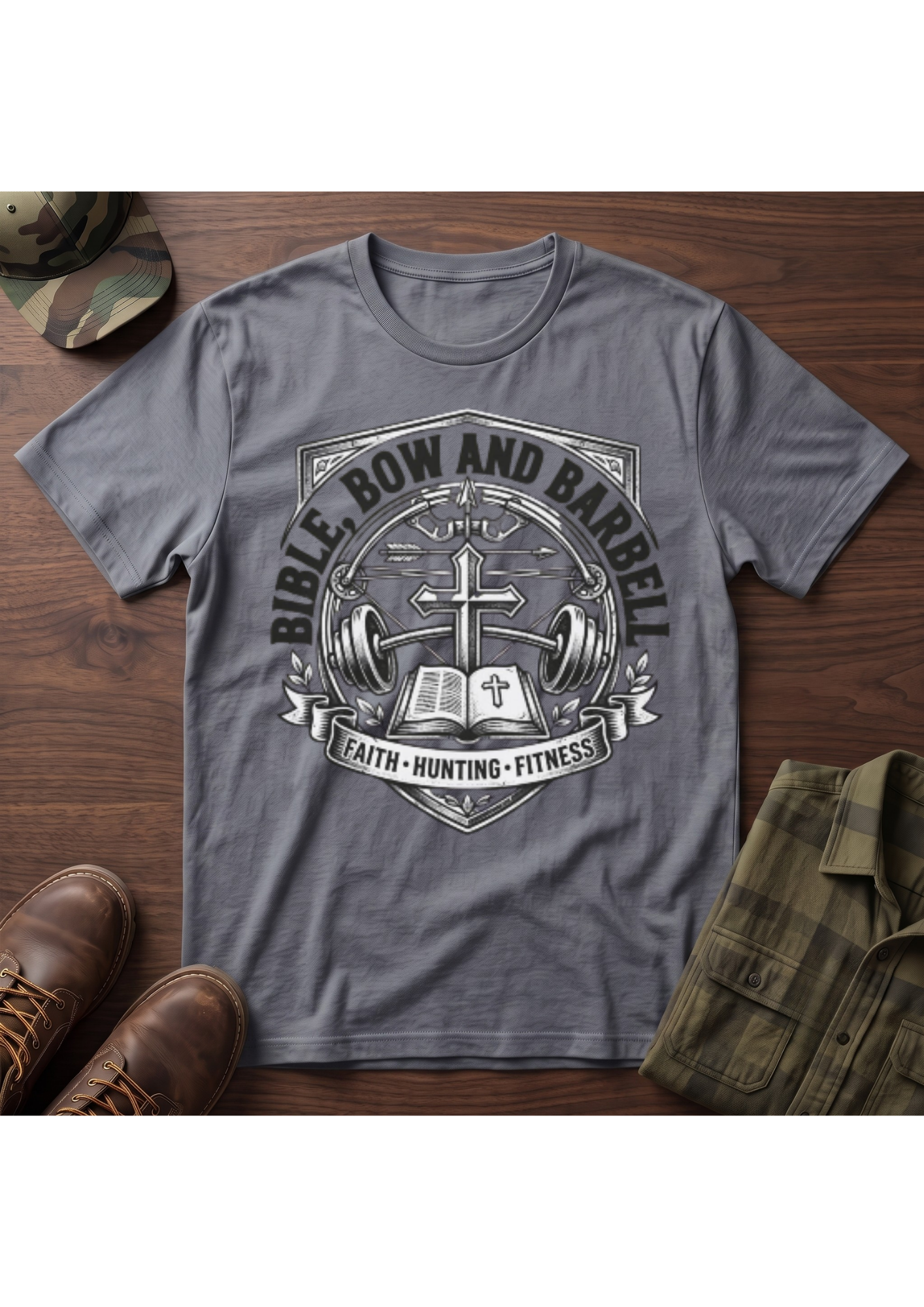 Bible Bow and Barbell Emblem T-Shirt