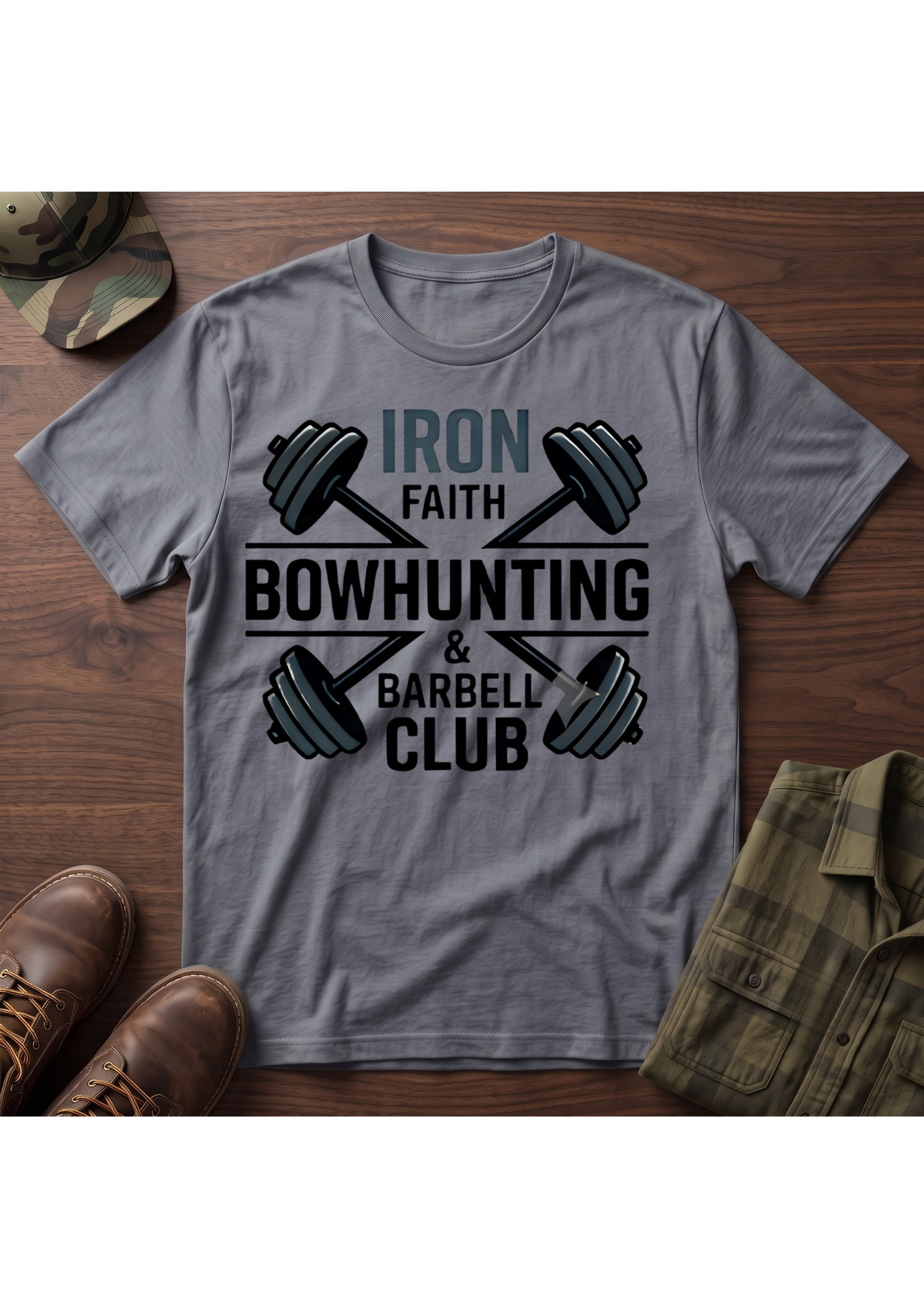 Iron Faith Barbell Crossed T-Shirt