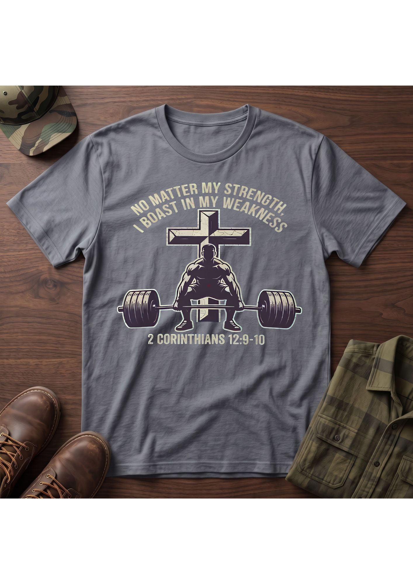 2 Cor. 12:9-10 Christian Powerlifting  Shirt