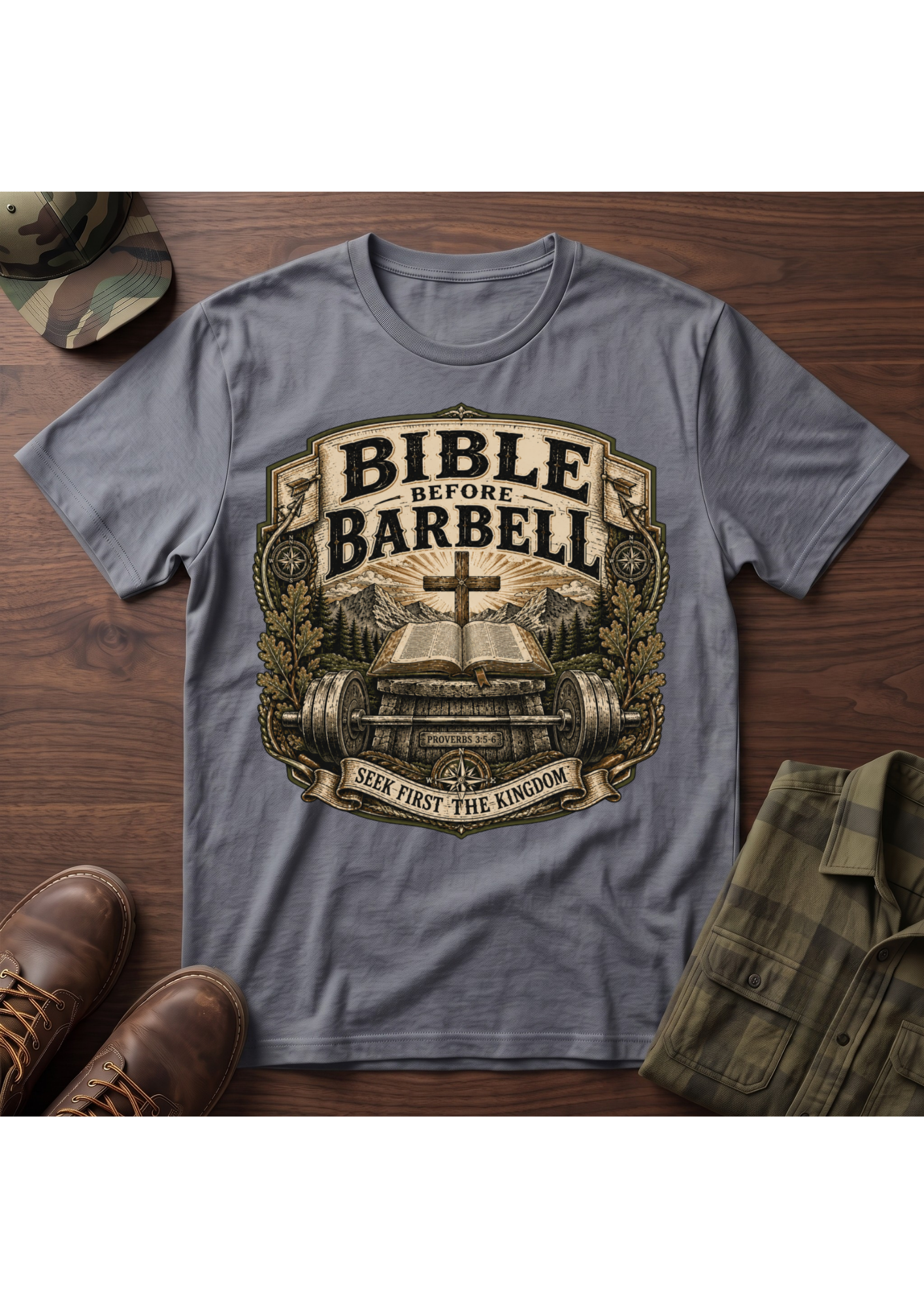 Bible Before Barbell T-Shirt