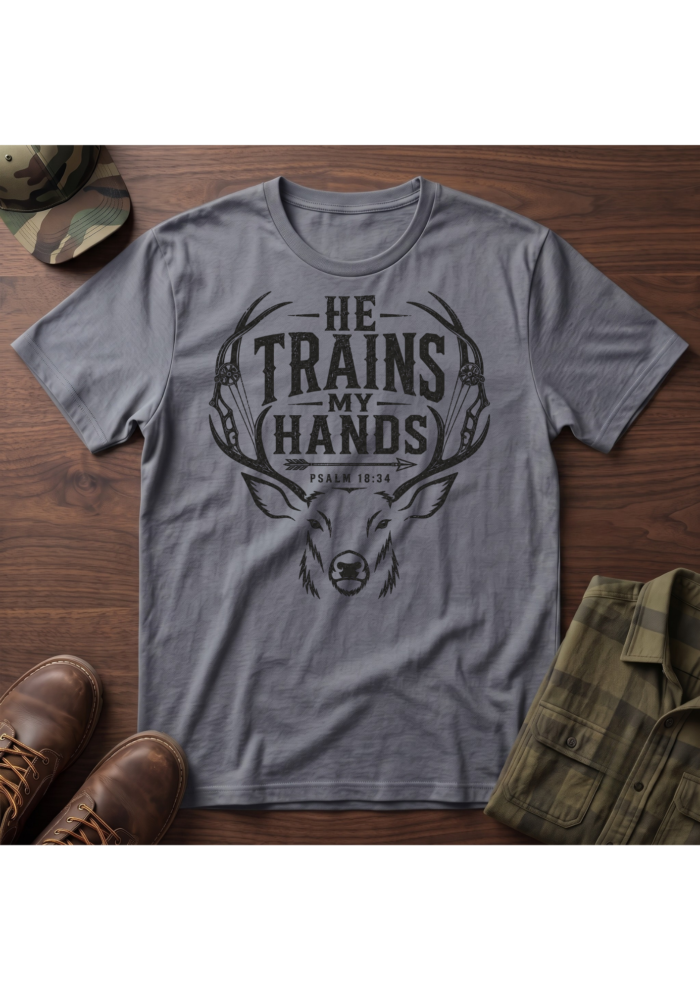PSALM 18:34 BUCK T-SHIRT
