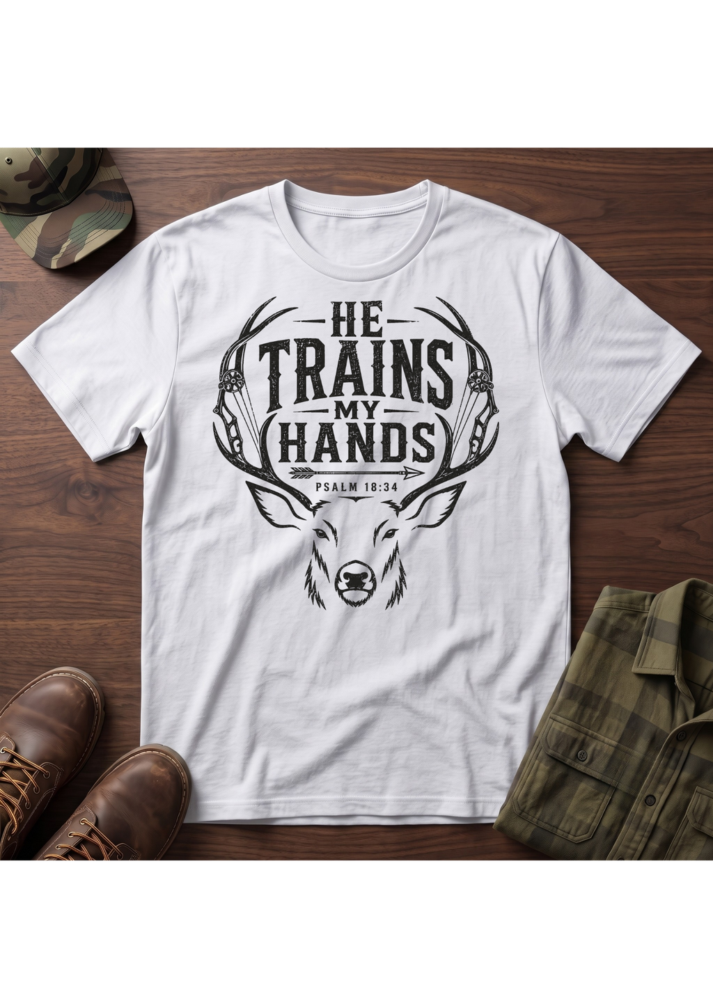 PSALM 18:34 BUCK T-SHIRT