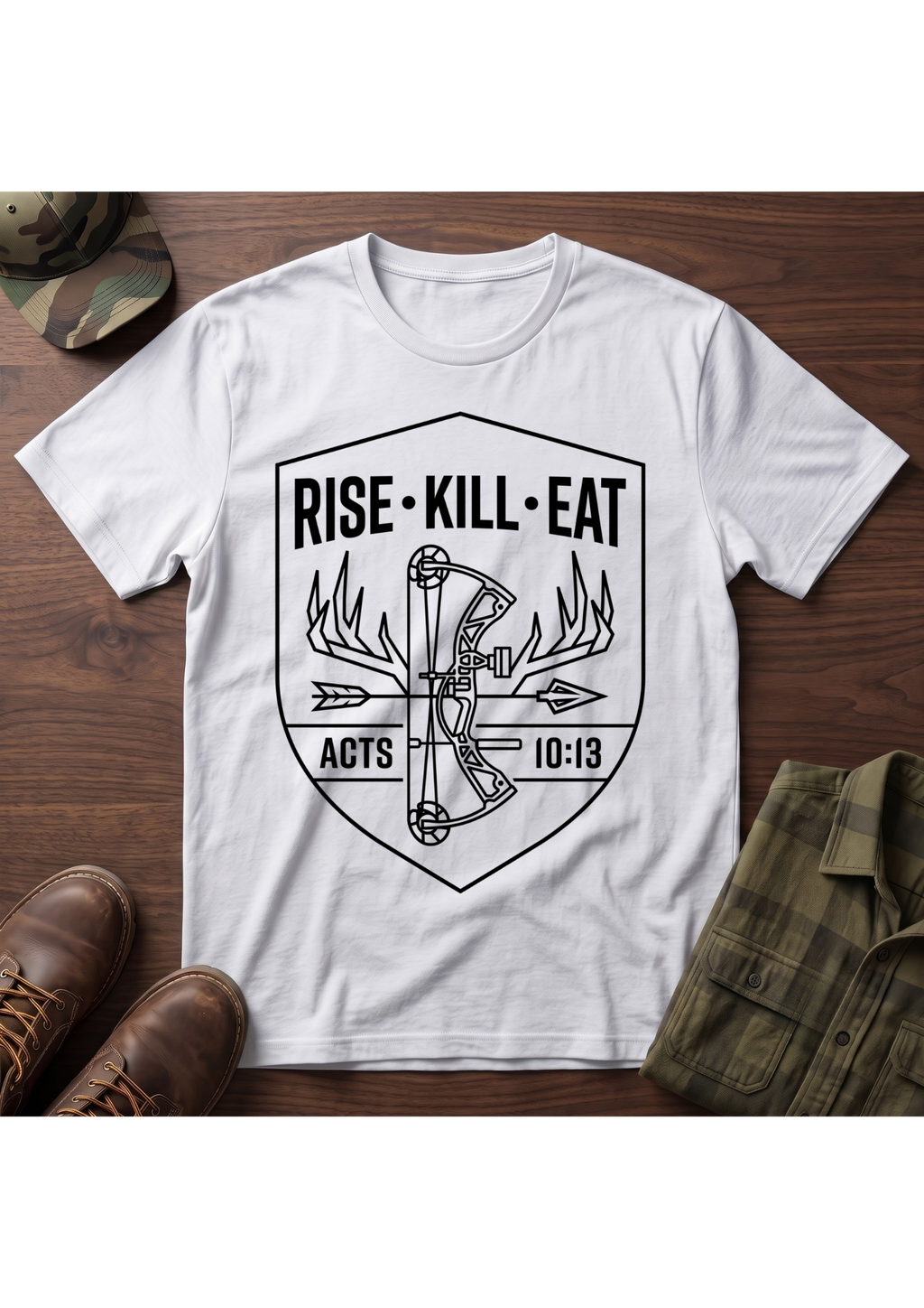 Rise, Kill, Eat Bow and Antler T-Shirt